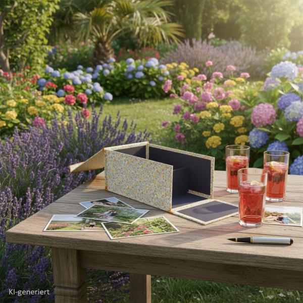 Orange photo box with compartments for sorting your photos